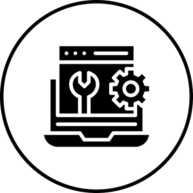 Vecteur illustration de l'icône vectorielle de maintenance web du jeu d'icônes de codage et de développement