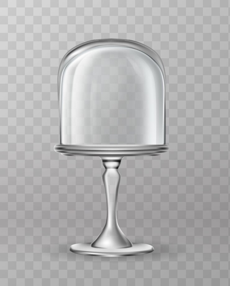 Vecteur illustration d'icône vectorielle réaliste cloche en verre transparent présentoir à gâteaux isolé sur transparent