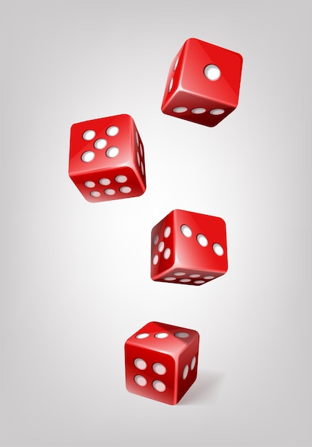 illustration d'icône vectorielle réaliste Cubes de dés de poker rouges tombant