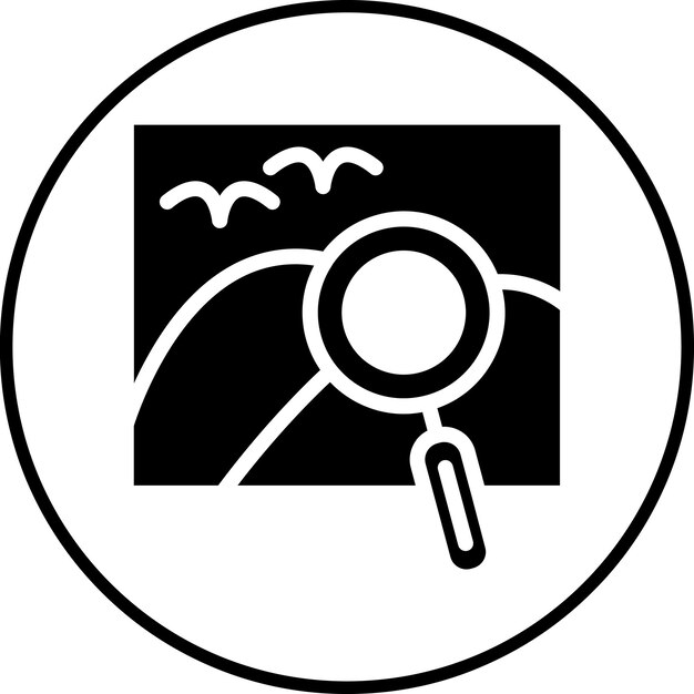 Illustration de l'icône vectorielle de recherche d'image du jeu d'icônes de photographie
