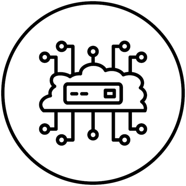 Illustration de l'icône vectorielle de réseautage en nuage du jeu d'icônes Cloud Computing