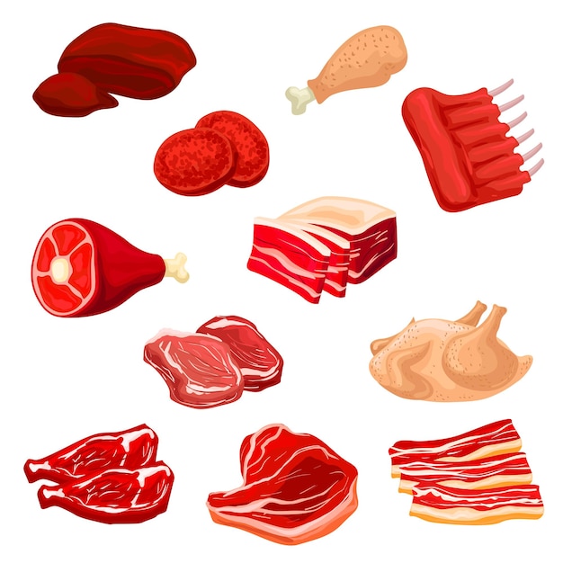 Illustration D'icônes Isolées De Viande