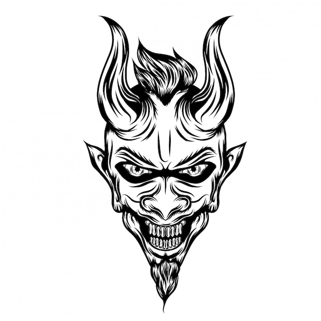 Illustration Illustration Du Diable Avec De Longues Cornes Et Visage Effrayé