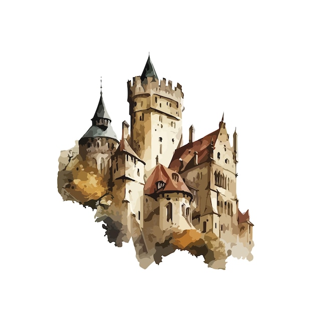 Illustration d'impression vectorielle de château coloré