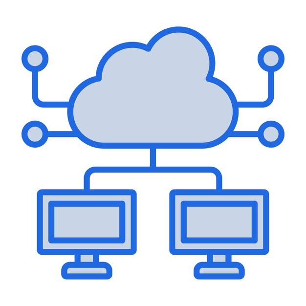 Illustration de l'informatique en nuage au ton bleu