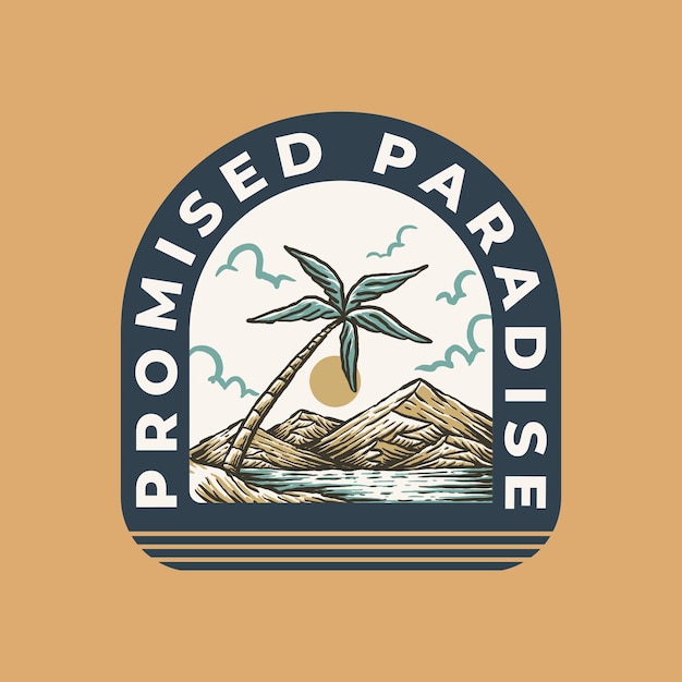 Illustration D'insigne D'étiquette Vintage De La Plage Paradisiaque En été