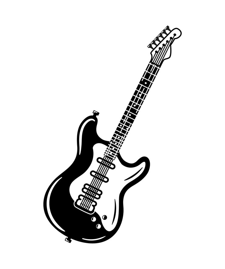 Vecteur illustration d'un instrument de musique de guitare électrique hard rock sous-culture informelle freak sketch musique