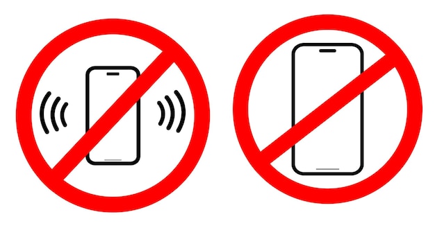 Vecteur illustration de l'interdiction du téléphone portable, mise en sourdine du téléphone portable