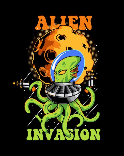 Vecteur illustration d'invasion extraterrestre