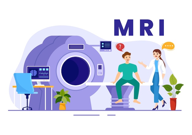 Illustration D'irm Ou D'imagerie Par Résonance Magnétique Avec Un Médecin Lors D'un Examen Médical Et D'une Tomodensitométrie