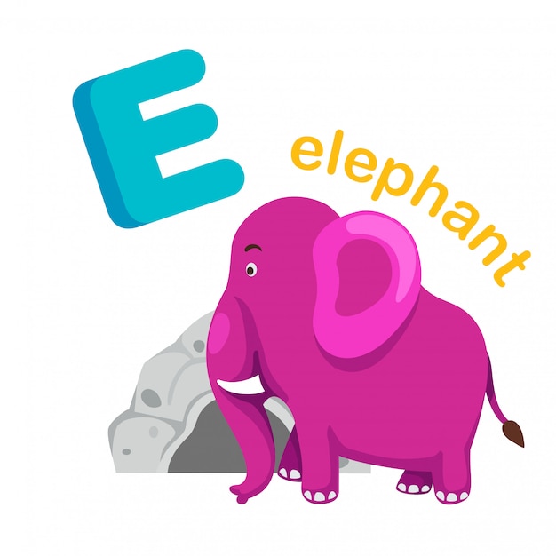 Illustration Isolé Alphabet Lettre E éléphant