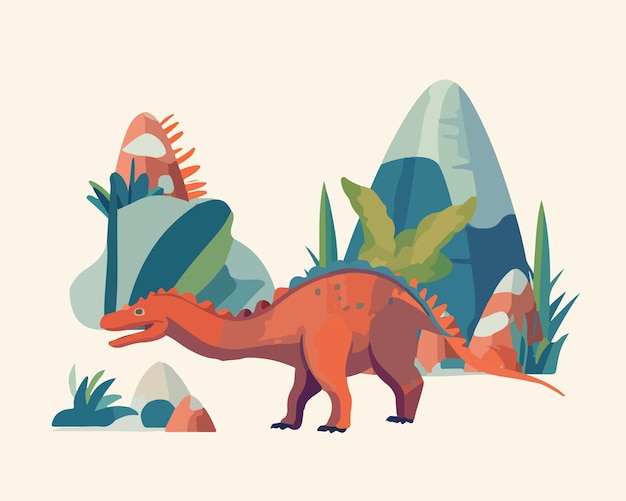 Illustration isolée du vecteur dinosaure Dessin animé d'un dinosaure