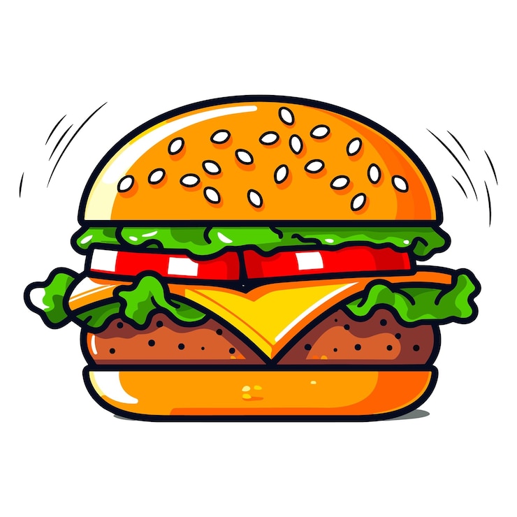 Vecteur illustration isolée du vecteur de hamburger de dessin animé