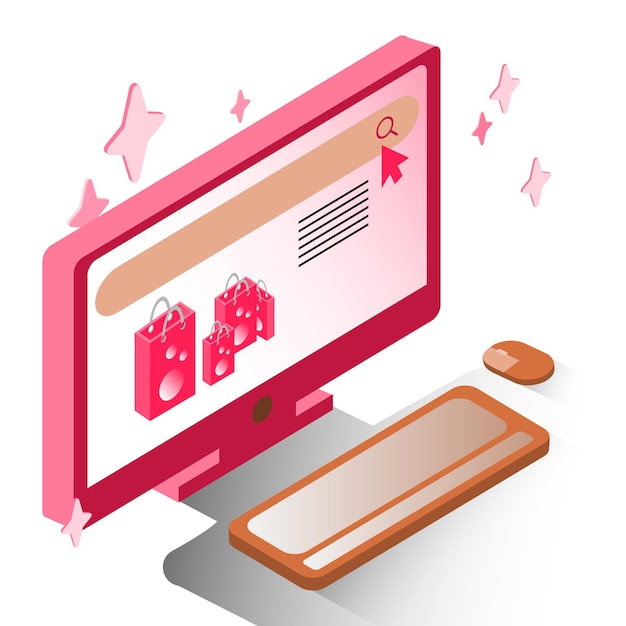 Illustration isométrique 3d pour le marketing Isométrie il y a un ordinateur à la surface