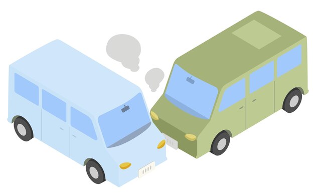 Illustration Isométrique D'un Accident De Voiture