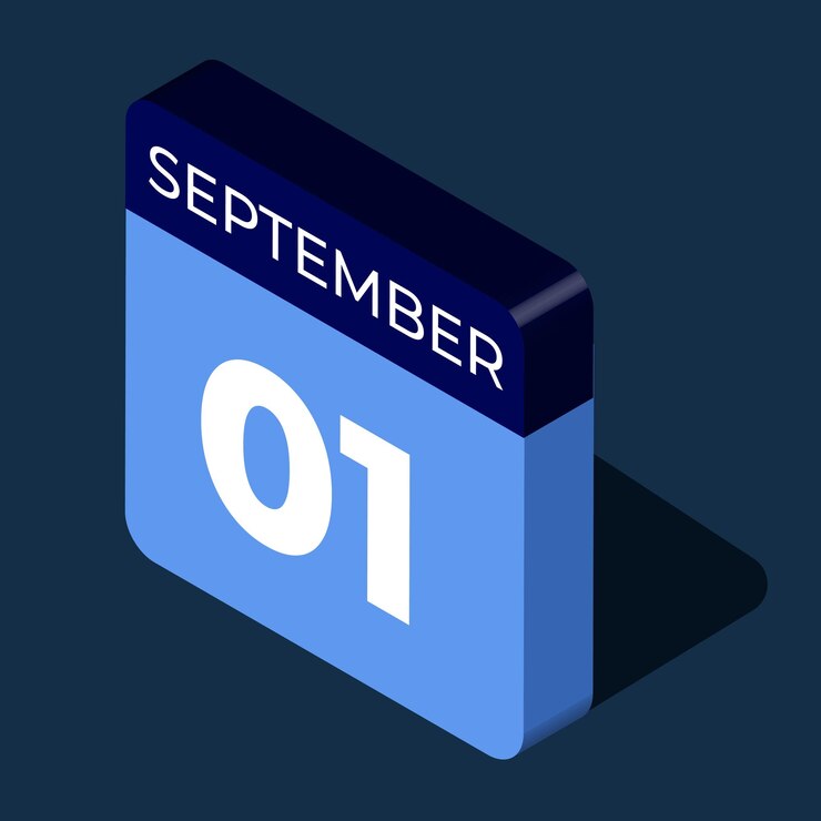 illustration isométrique du calendrier du mois de septembre