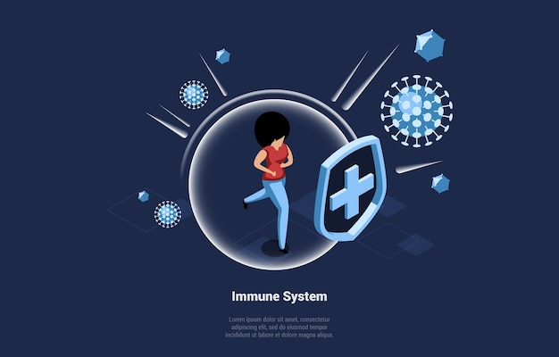 Illustration Isométrique Du Concept De Système Immunitaire Humain.