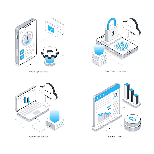 Illustration isométrique du vecteur SEO et marketing Eps 10 Set de fichiers 18