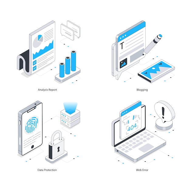 Illustration isométrique du vecteur SEO et marketing Eps 10 Set de fichiers 2