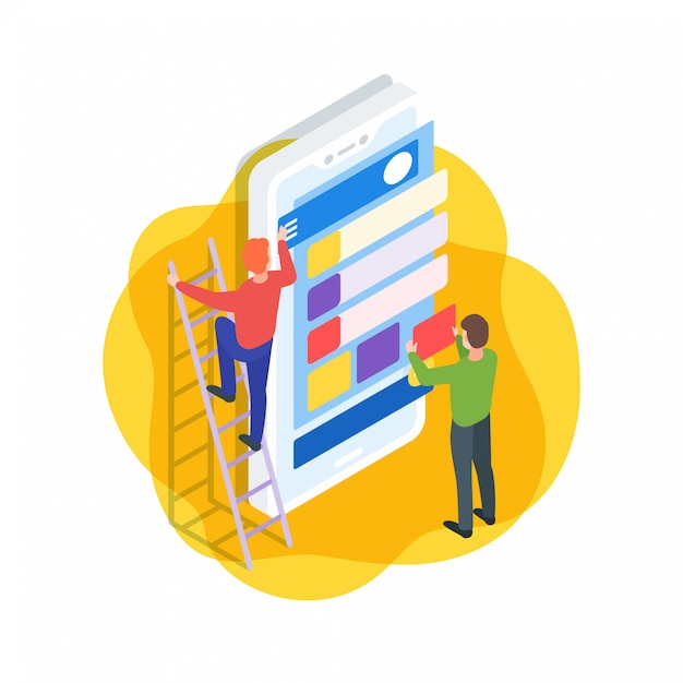Illustration Isométrique D'interface D'application Mobile