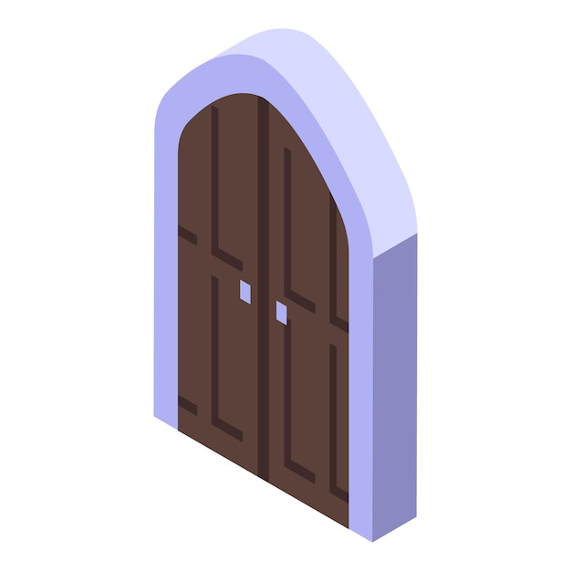 Illustration isométrique de la porte en bois à double arche
