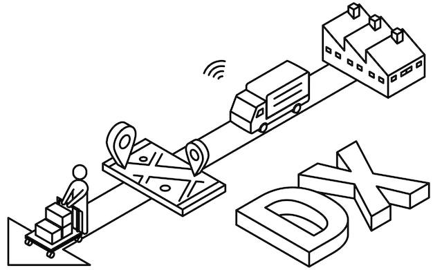 Vecteur illustration isométrique simple du système de logistique et de distribution et du dx