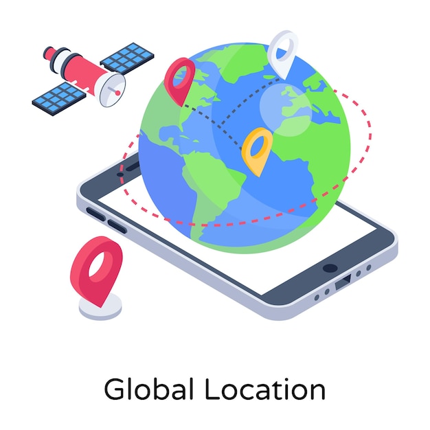 Une illustration isométrique unique de la localisation mondiale