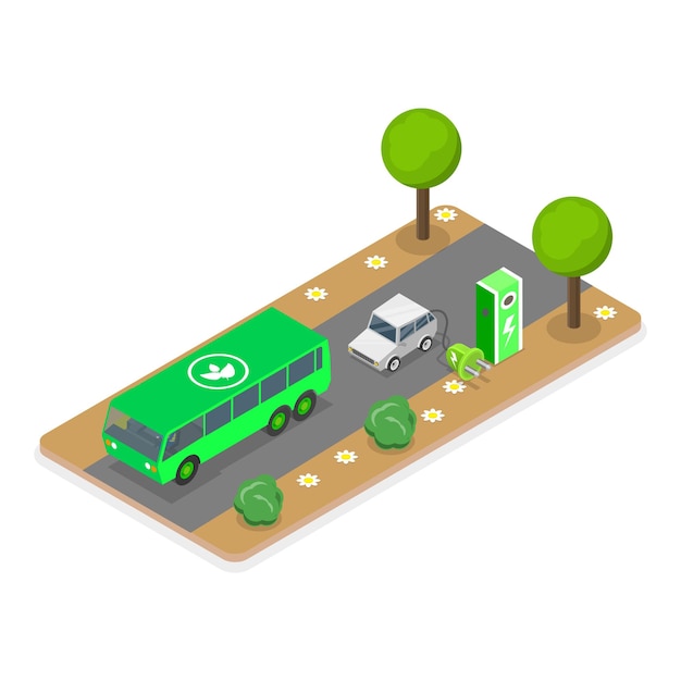 D Illustration Isométrique à Vecteur Plat D'un Style De Vie Durable, D'une Production D'électricité Verte Et D'une Production Alimentaire;