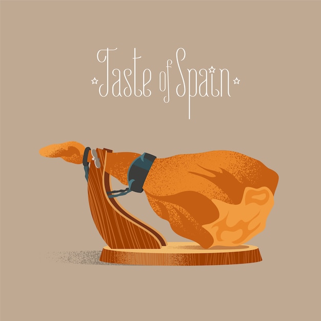 Illustration De Jamon Espagnol. Cuisse De Porc Séchée à Sec Pour L'image De Concept De Gourmets.