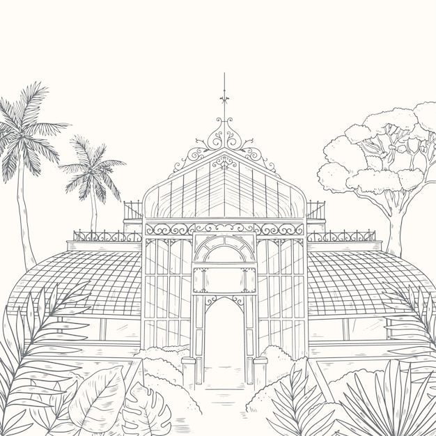 Illustration De Jardin Botanique Dessiné à La Main