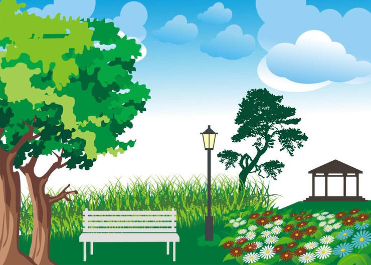 Vecteur illustration d'un jardin enchanteur