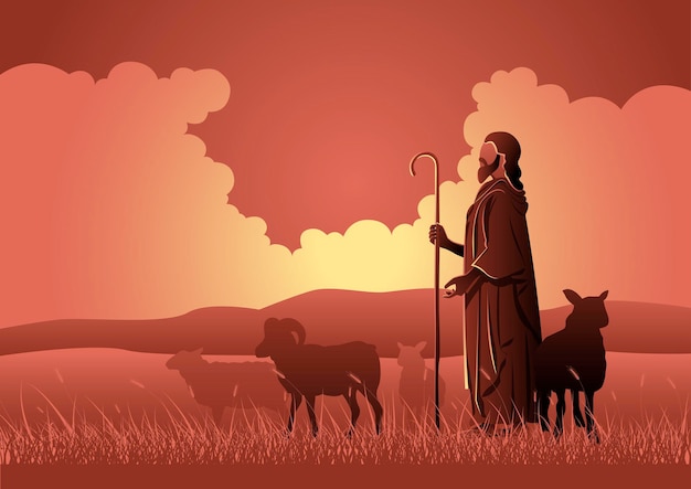 Une illustration de Jésus-Christ en tant que berger. Série biblique
