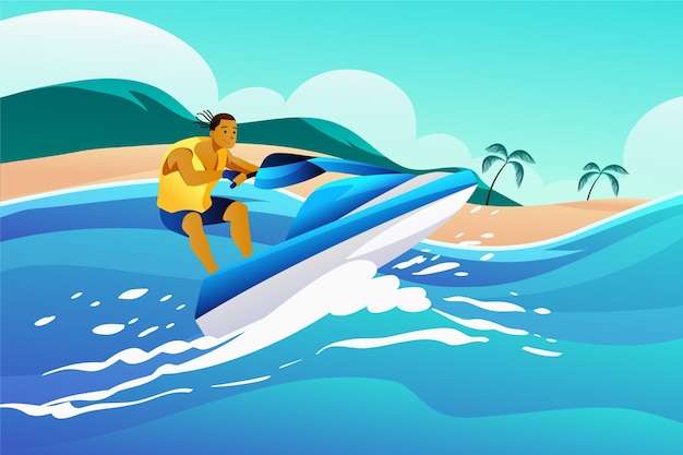 Vecteur illustration de jet ski dégradé