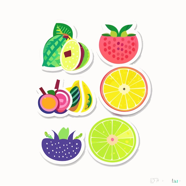 illustration de jeu d'autocollants de fruits sains