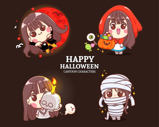 Illustration De Jeu De Collection De Personnages De Dessin Animé Mignon Halloween