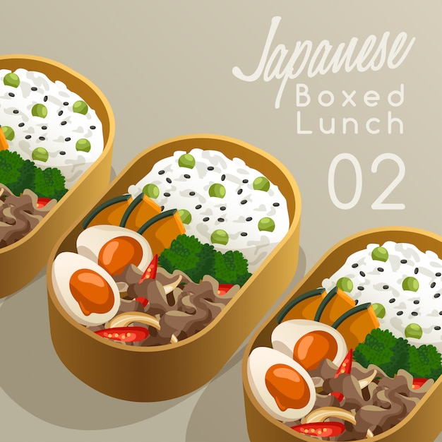 Illustration De Jeu De Déjeuner En Boîte Japonaise