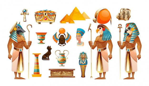 Vecteur illustration de jeu de l'égypte ancienne