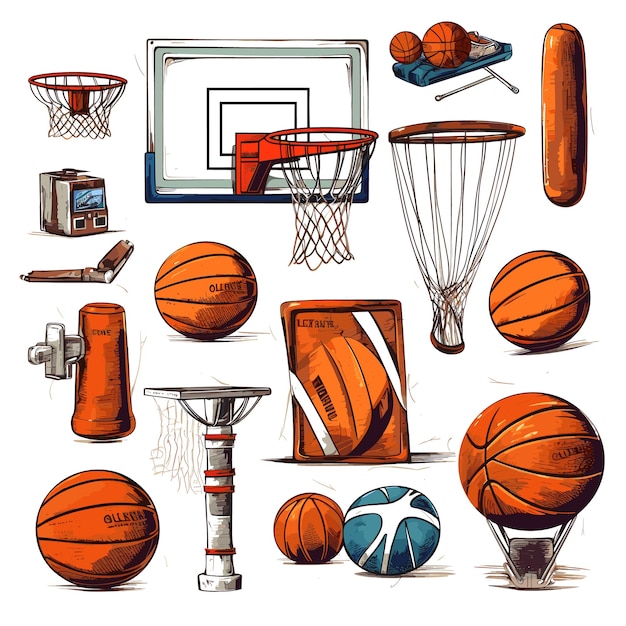 Illustration De Jeu D'éléments De Basket-ball Vintage