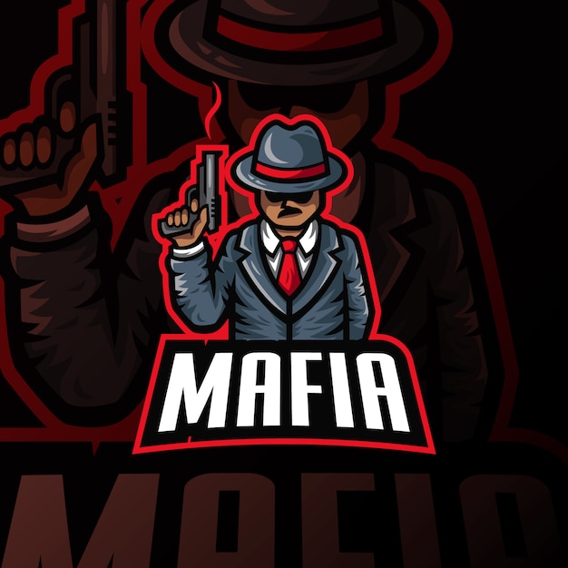 Vecteur illustration de jeu esport logo mascotte mafia