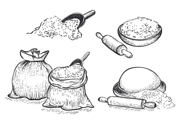 Vecteur illustration de jeu de farine vector dessinés à la main