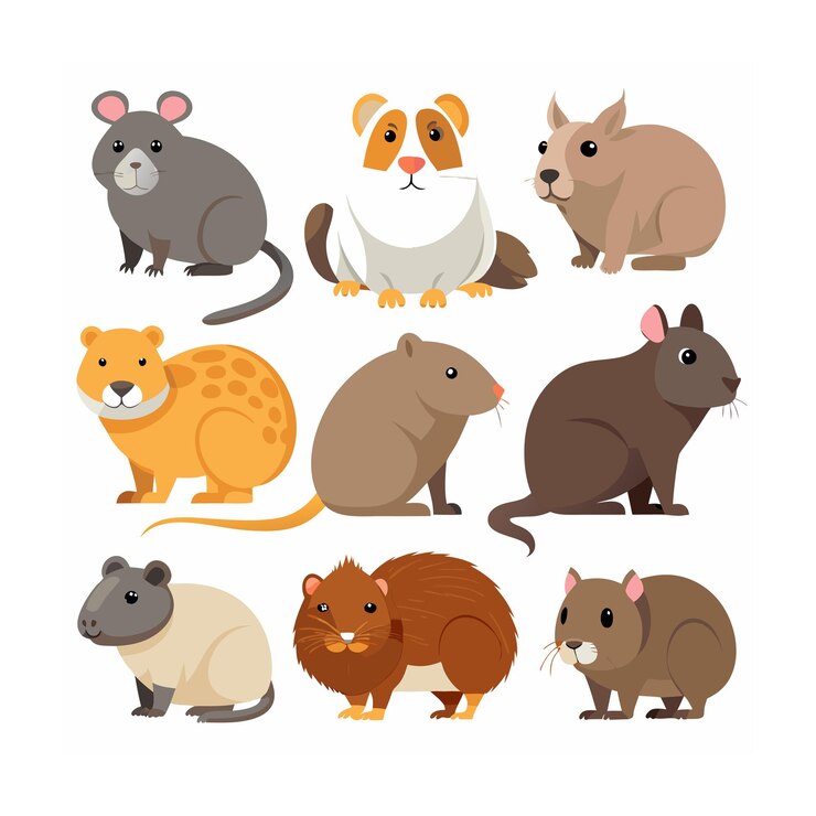 Vecteur illustration d'un jeu d'icônes d'animaux réalistes