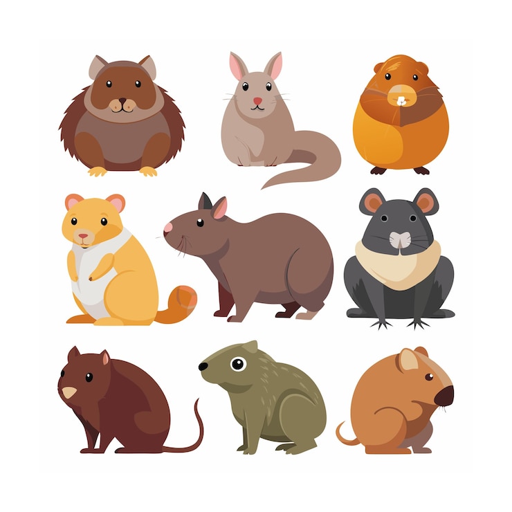 Vecteur illustration d'un jeu d'icônes d'animaux réalistes