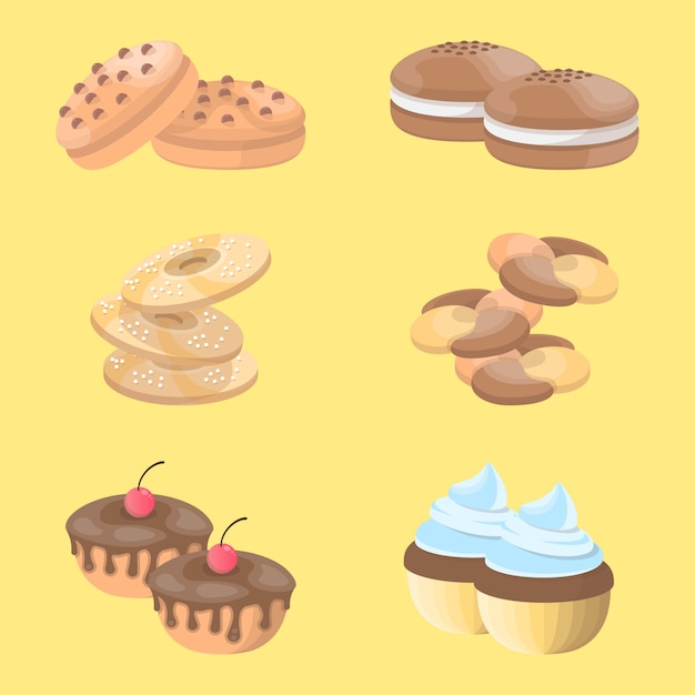 Illustration De Jeu D'icônes De Cookies