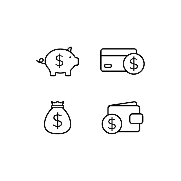Illustration de jeu d'icônes de finance d'entreprise vectorielle