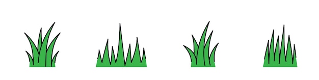 Vecteur illustration de jeu d'icônes d'herbe de pelouse