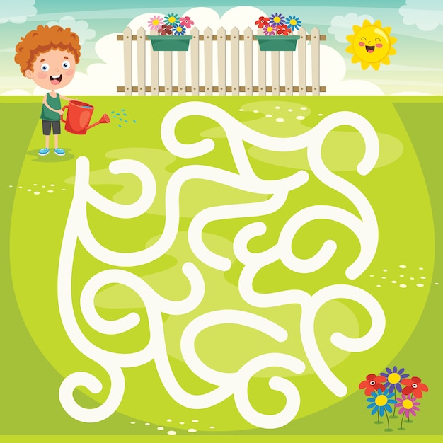 Illustration De Jeu De Labyrinthe Pour Enfants