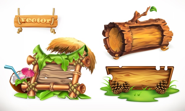 Illustration De Jeu De Pancartes En Bois Naturel