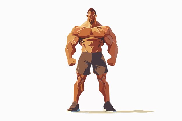 Vecteur illustration d'un jeune sportif dans un gymnase culturisme un type avec un physique tonifié de grands muscles