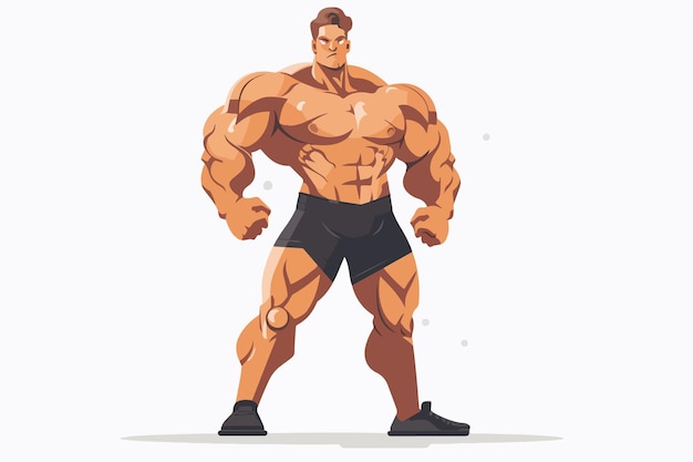 Vecteur illustration d'un jeune sportif dans un gymnase culturisme un type avec un physique tonifié de grands muscles