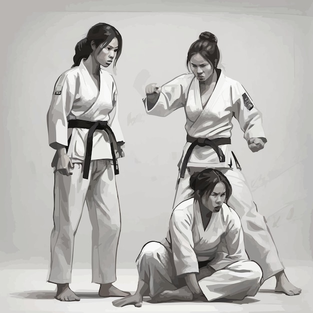 Vecteur illustration jiu jitsu féminin